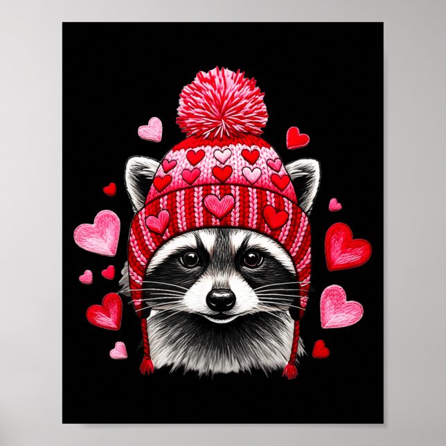 Poster Raccoon Valentines Day Funny Feral Raccoon Love He (Frente)
