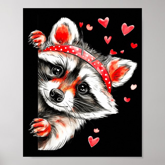 Poster Raccoon Valentines Day Funny Feral Raccoon Love He (Frente)