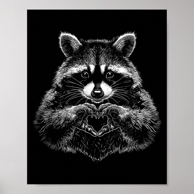 Poster Raccoon Valentines Day Funny Feral Raccoon Love He (Frente)