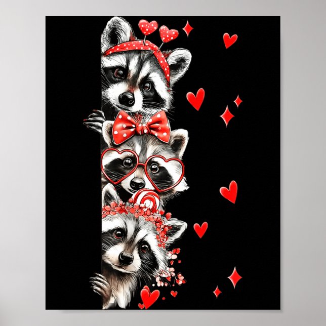 Poster Raccoon Valentines Day Funny Feral Raccoon Love He (Frente)