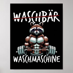 Poster Raccoon Washing Machine Raccoon Malhação Bodybuild