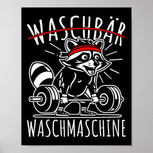 Poster Raccoon Washing Machine Raccoon Malhação Bodybuild