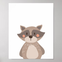 Raccoon Woodland Animal Nursersery Wall Art Impres