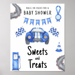 Poster Race car baby shower Sweets and treats