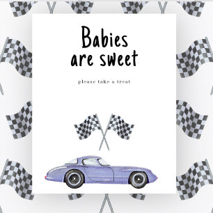 Poster Race car chá de fraldas - Bebês são doces