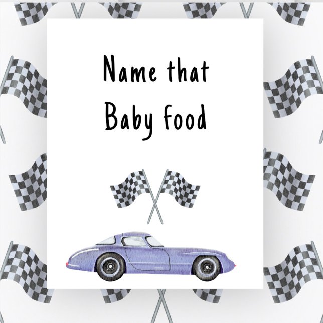 Poster Race car chá de fraldas Nomeie essa comida bebê (Criador carregado)