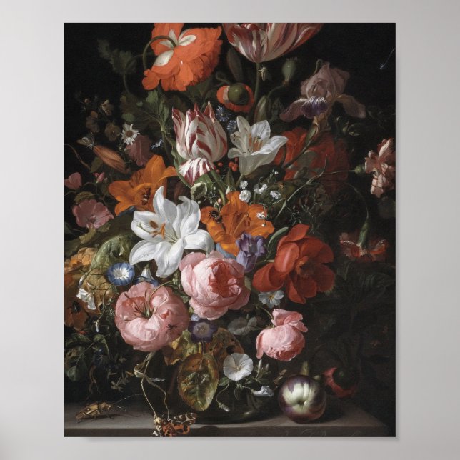 Poster Rachel Ruysch - Flores Num Vaso De Vidro (Frente)