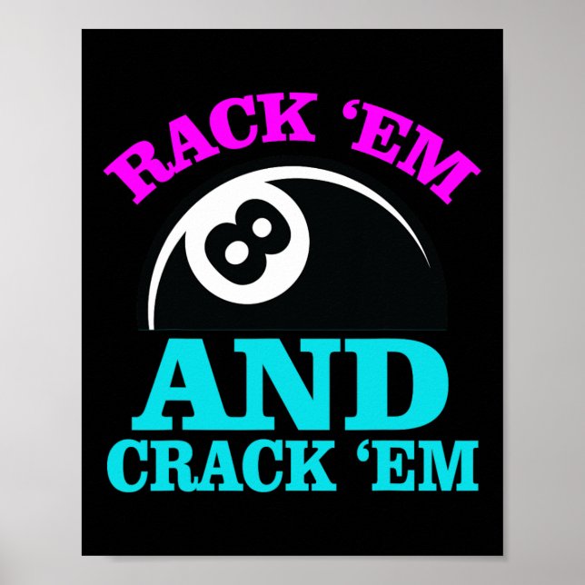 Poster Rack Em E Crack Em Billiards Jogam Piscina Billiar (Frente)