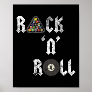 Poster Rack N Roll Piscina Engraçada Billiards Cue Esport
