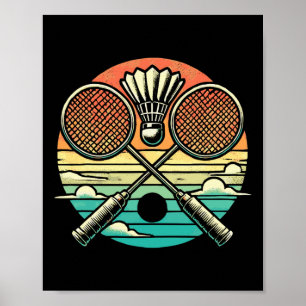 Poster Racket do Shuttle do Badminton Retro