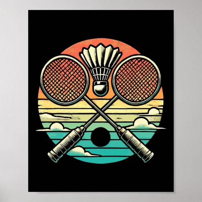 Poster Racket do Shuttle do Badminton Retro (Frente)