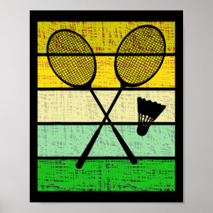 Poster Rackets De Badminton Retro E Brincadeira De Badmin