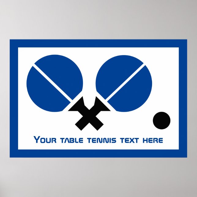 Poster Rackets de pingue-pongue de mesa e azul-bola (Frente)