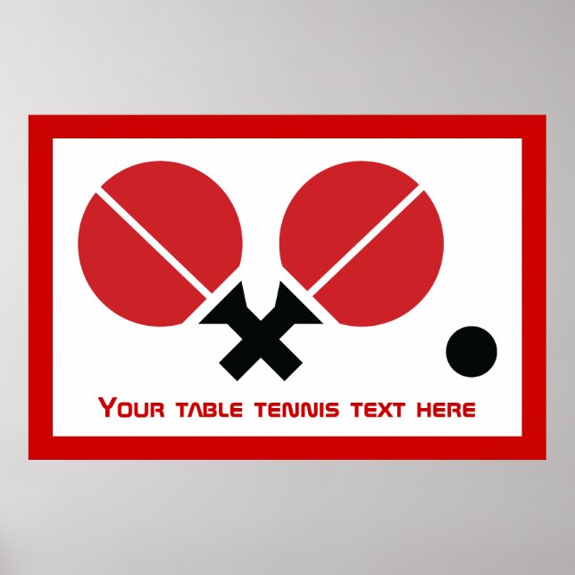 Póster Rackets de pingue-pongue de mesa e esfera a preto, (Frente)