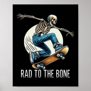 Poster Rad Até Os Ossos - Esqueleto De Skate - Vintage