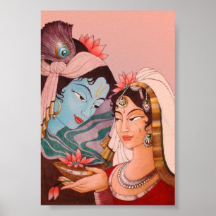 Póster Radha-Krishna Lotus
