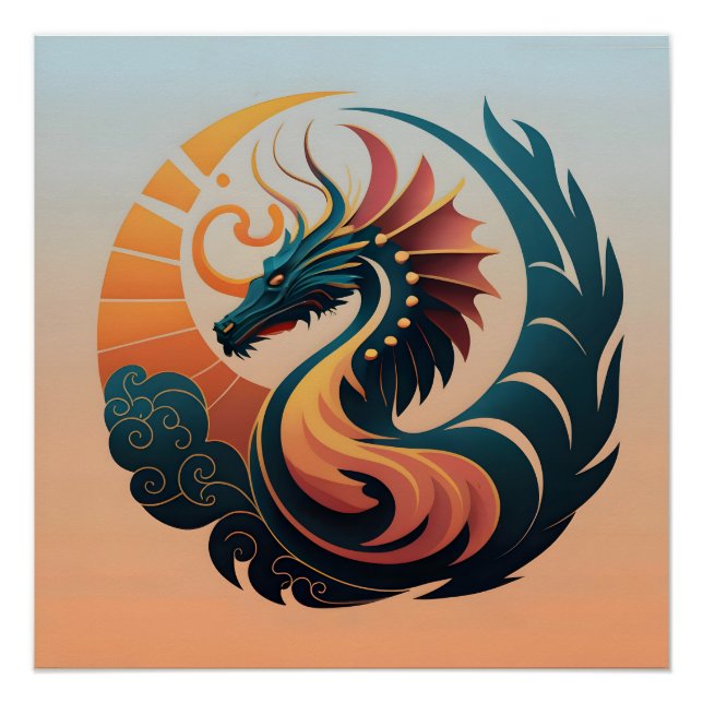 Póster Radiação Mística: Emblema do Dragão Sunburst (Frente)