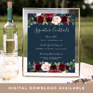 Poster Radiant Bloom Signature Cocktail Menu Sign