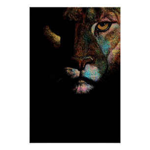 Póster Radiant Darkness - Elegância Ameaçadora Leoa