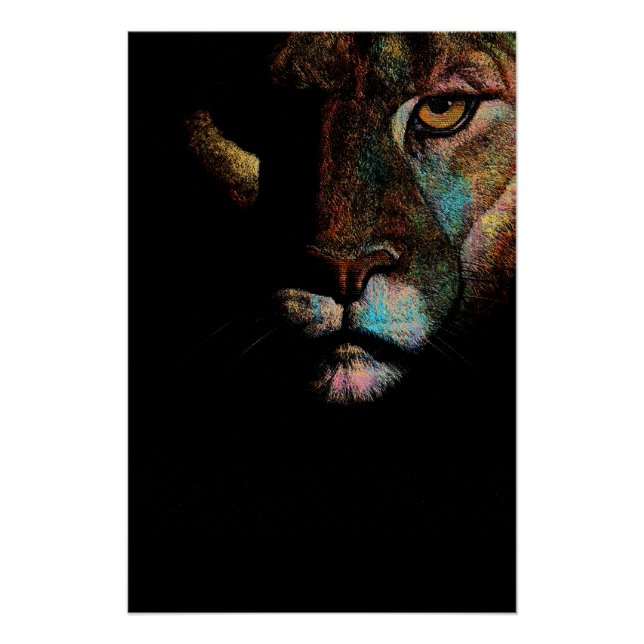 Póster Radiant Darkness - Elegância Ameaçadora Leoa (Frente)