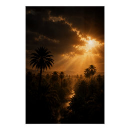 Póster Radiant Palm Grove Chiaroscuro Poster