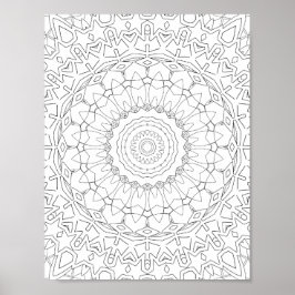 Poster Radiating Star Petal Mandala Design