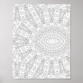 Poster Radiating Tribal Sunburst Mandala Pattern Design
