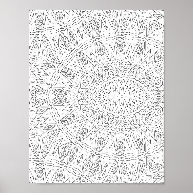 Poster Radiating Tribal Sunburst Mandala Pattern Design (Frente)