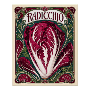 Póster Radicchio Vintage Estilo Art Nouveau Arte de Cozin