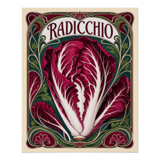 Póster Radicchio Vintage Estilo Art Nouveau Arte de Cozin