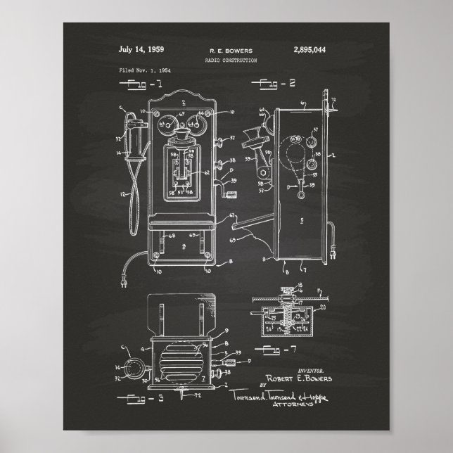 Poster Radio Construction 1959 Quadro de Arte Patente (Frente)