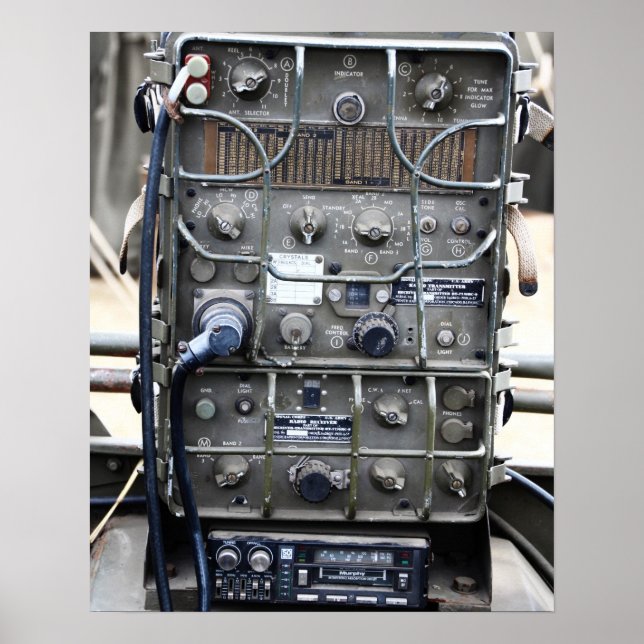 Poster Rádio militar Vintage WW2 (Frente)