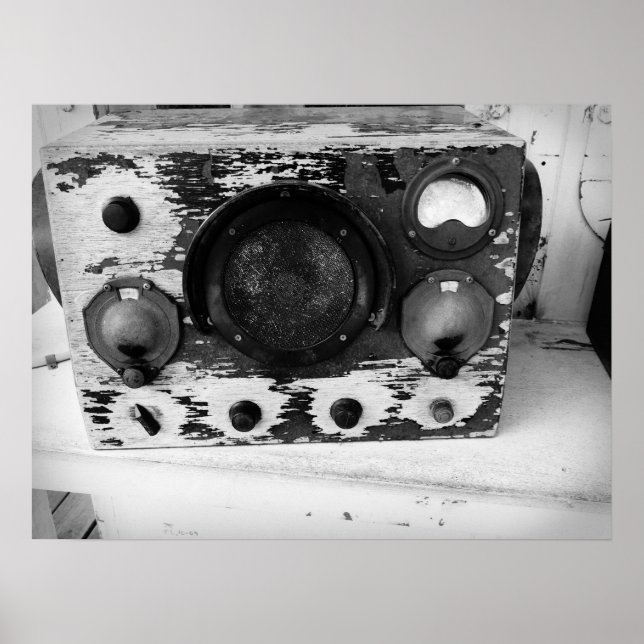 Poster Rádio Náutica Vintage, Preto e Branco (Frente)