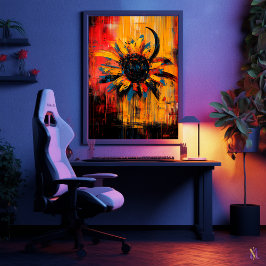 Poster Radioso Girassol Expressionista Contemporâneo