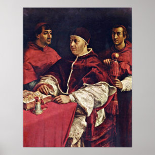 Póster Raffael - Portrait of Pope Leo X and cardinals