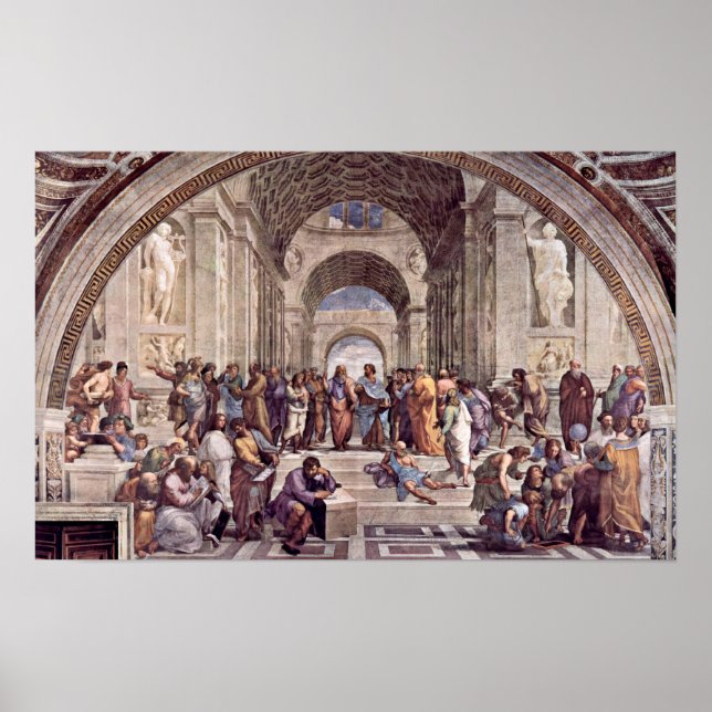 Póster Raffaello Sanzio da Urbino - Escola de Atenas (Frente)