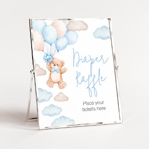 Poster Raffle Chá de fraldas Balão do Urso Azul