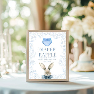 Poster Raffle Chá de fraldas Coelho Azul
