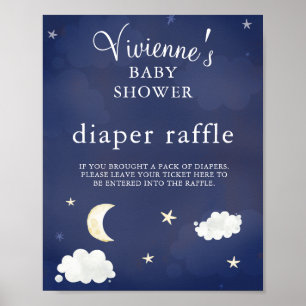Poster Raffle de Fralda Azul Marinho Twinkstar Chá de fr