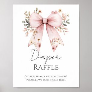 Poster Raffle de Fralda de Arco Floral Rosa