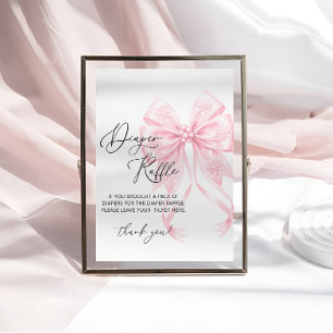 Poster Raffle de Fralda de Arco rosa Chá de fraldas