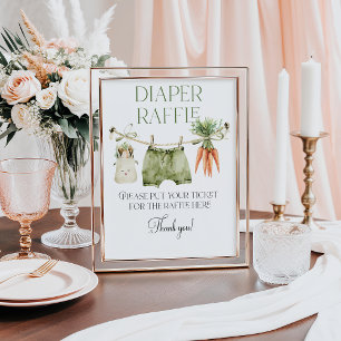 Poster Raffle de Fralda de Chá de fraldas de Fazenda cres