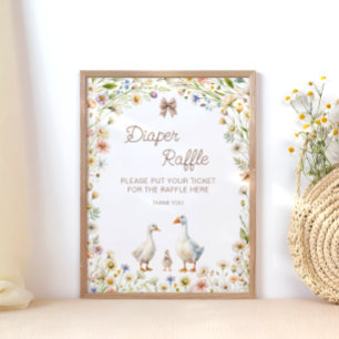 Poster Raffle de Fralda de Ganso Cortado Floral