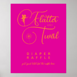 Poster Raffle, Fralda de Fada Minimalista Neon Pink Laran