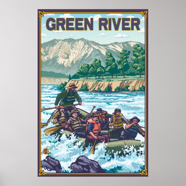 Poster Rafting de Águas Brancas - Rio Verde, Washington (Frente)