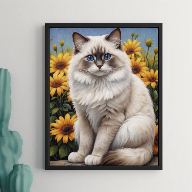 Poster Ragdoll Cat com Flores de Pet Whimsical (Criador carregado)