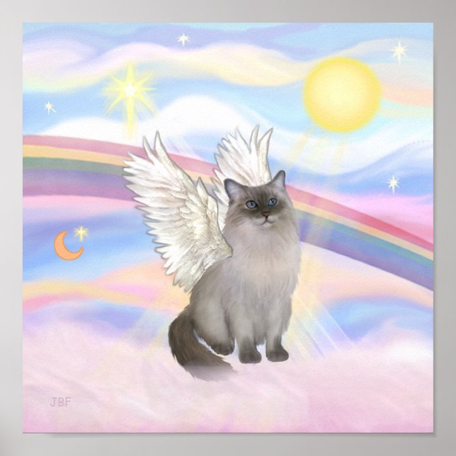Póster Ragdoll Cat (Ponto Azul) Angel - Nuvens (Frente)