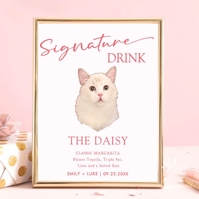 Poster Ragdoll Cat Weding Signature Drink Sign (Criador carregado)