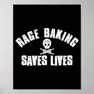 Poster Rage Baking salva crânio vivo divertido padeiro co