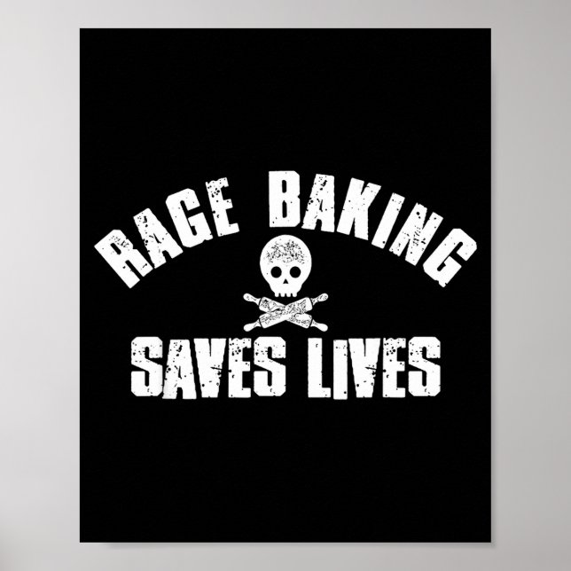 Poster Rage Baking salva crânio vivo divertido padeiro co (Frente)